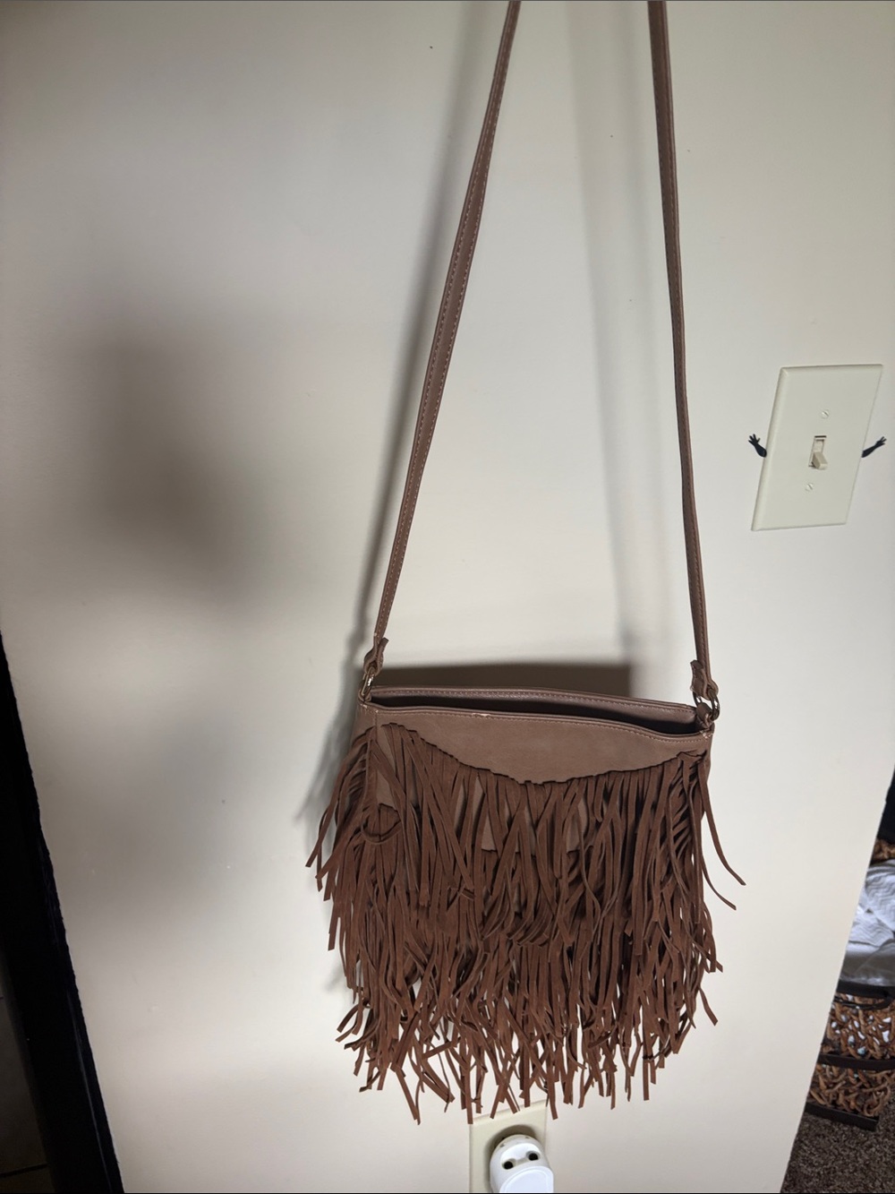 INC International Concepts Brown Fringe Crossbody Bag